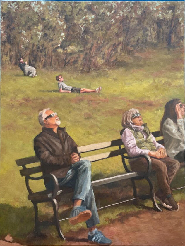 Eclipse in Prospect Park (Oil, 18x24)